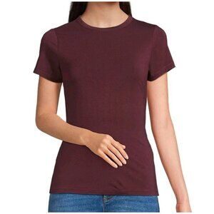 Land's End Stretchy Top Women Size 14-16 Burgundy Half Sleeve Pullover